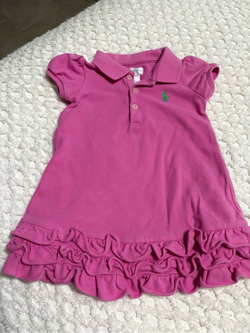 Ralph Lauren Hot Pink Polo Dress with Ruffle Hem